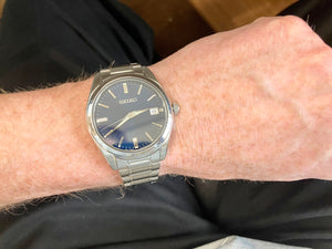 Seiko Stainless Steel Watch With Blue Dial