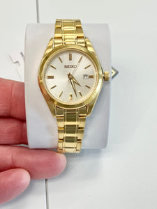 Seiko Stainless Steel Gold Tone Watch With Date Calendar
