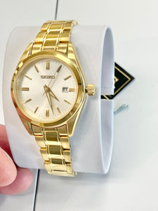 Seiko Stainless Steel Gold Tone Watch With Date Calendar