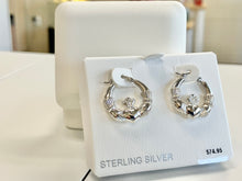 Load image into Gallery viewer, Silver Claddagh Hoop Earrings