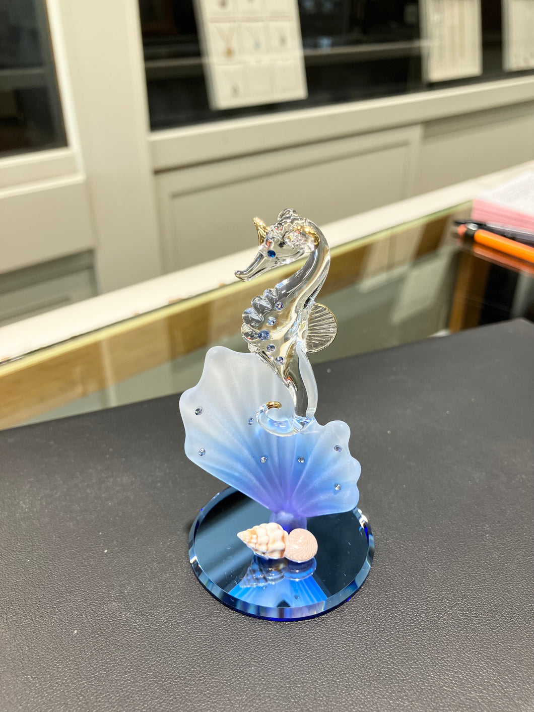 Seahorse Glass Figurine With Swarovski Elements