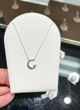 Load image into Gallery viewer, Crescent Moon And Star Silver Diamond Adjustable Necklace