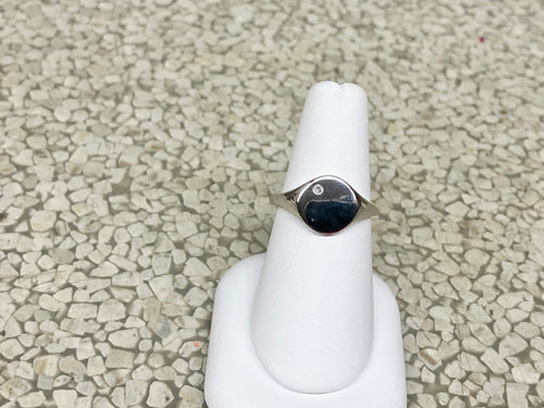 Silver Diamond Signet Ring