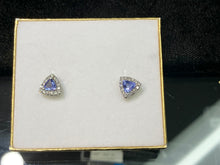 Load image into Gallery viewer, Tanzanite And Diamond White Gold Earrings