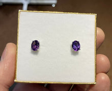 Load image into Gallery viewer, Amethyst White Gold Earrings