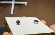 Load image into Gallery viewer, Amethyst White Gold Earrings
