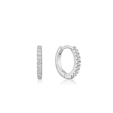 Laden Sie das Bild in den Galerie-Viewer, Silver Sparkle Huggie Hoop Earrings