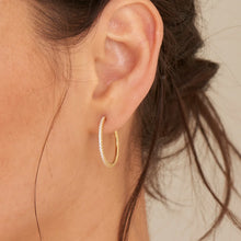 Load image into Gallery viewer, Cubic Zirconia Gold Plated Hoop Earrings