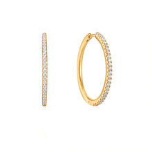 Load image into Gallery viewer, Cubic Zirconia Gold Plated Hoop Earrings
