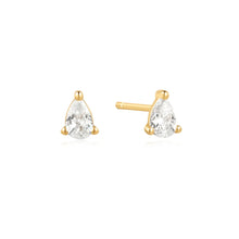 Load image into Gallery viewer, Gold Plated Pear Shaped Cubic Zirconia Stud Earrings