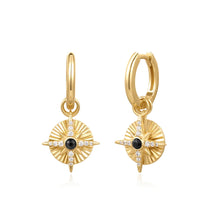 Laden Sie das Bild in den Galerie-Viewer, Gold Astrolabe Charm Huggies
