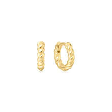 Load image into Gallery viewer, Gold Texture Small Huggie Hoop Earrings