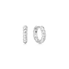 Load image into Gallery viewer, Silver Texture Small Huggie Hoop Earrings
