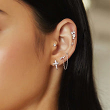 Load image into Gallery viewer, Silver Eight-Pointed Star Stud Earrings