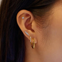 Load image into Gallery viewer, Gold Sparkle Round Barbell Single Earring