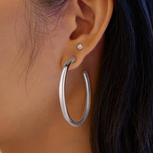 Load image into Gallery viewer, Classic Silver Large Hoop Earrings