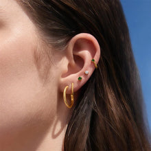 Load image into Gallery viewer, Gold Plated Green Stud Earrings
