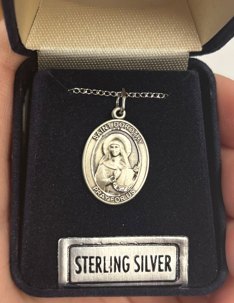 Saint Dorothy Silver Pendant With Chain Religious