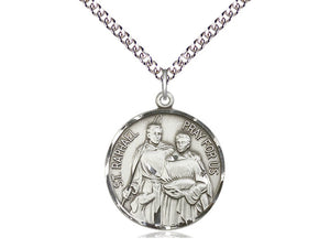 Saint Raphael Silver Pendant And Chain