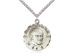 Saint Vincent de Paul Silver Pendant And Chain