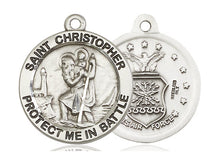 Load image into Gallery viewer, Saint Christopher Air Force Silver Pendant With Chain