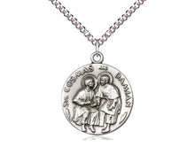 Load image into Gallery viewer, Saint Cosmas And Damian Silver Pendant With Chain