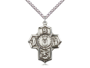 Five Way Devotion Medal With Chain Air Force Silver Religious