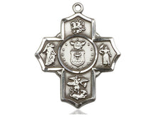 Load image into Gallery viewer, Five Way Devotion Medal With Chain Air Force Silver Religious