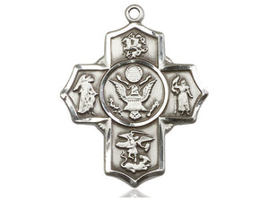 Army Five Way Silver Devotion Medals With Chain Religious