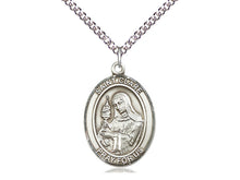 Load image into Gallery viewer, Saint Clare Of Assisi Silver Pendant With Chain Religious