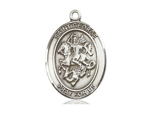 Saint George Silver Pendant And Silver Chain Religious