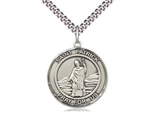 Load image into Gallery viewer, Saint Patrick's Medal With 24 Inch Silver Curb Chain Religious