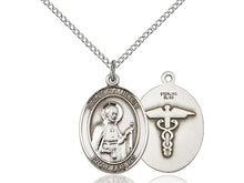 Load image into Gallery viewer, Saint Camillus Nurse Silver Oval Pendant With Chain