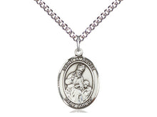 Load image into Gallery viewer, Saint Ambose Silver Pendant With Chain Religious