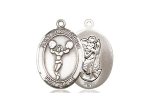 Cheerleading St Christopher Silver Pendant With Chain