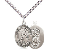 Load image into Gallery viewer, Saint Christopher Basketball Silver Pendant With Chain
