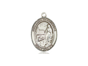 Our Lady Of Lourdes Silver Pendant With Chain Religious