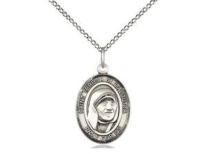 Saint Teresa Of Calcutta Silver Pendant And Chain Religious