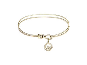Claddagh Gold Plated Twisted Wire Bangle Bracelet