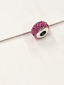 Pink Crystal Silver Bead