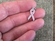 Load image into Gallery viewer, Pink Ribbon Silver Charm