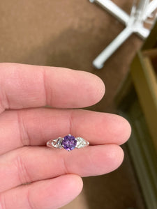 Amethyst Silver Celtic Trinity Ring
