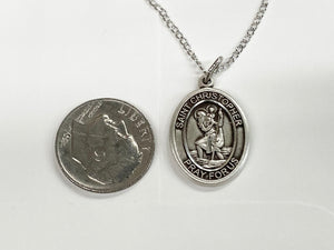 Saint Christopher Silver Pendant With Chain