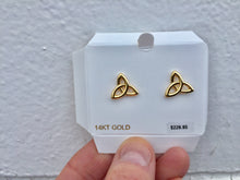 Load image into Gallery viewer, Celtic Infinity 14 K gold earrings