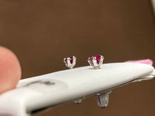 Load image into Gallery viewer, Synthetic Garnet Silver Baby Earrings
