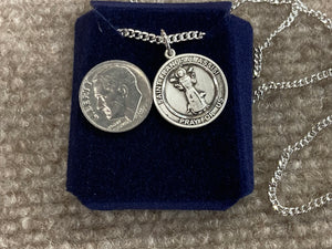 Saint Francis Of Assisi Silver Pendant With Chain Religious