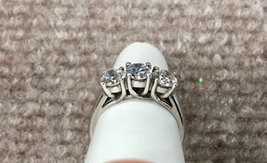 14K White Gold 1.50 Carat Three Diamond Engagement Ring
