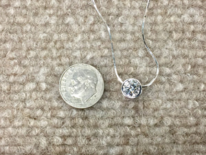 Bezel Set 1.10 Carat Round White Gold Pendant With Chain