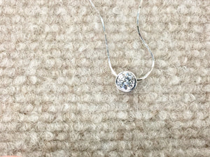 Bezel Set 1.10 Carat Round White Gold Pendant With Chain