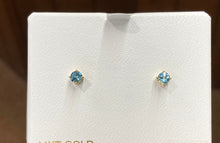 Load image into Gallery viewer, Blue Topaz 14 K Yellow Gold 0.64 Carat Stud Earrings